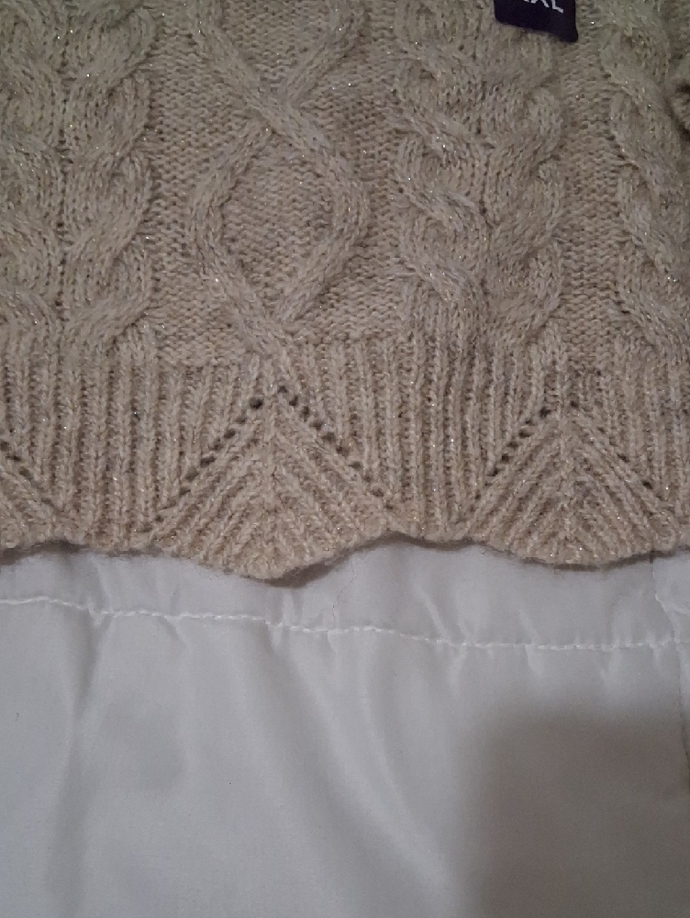 NWT Womans Cable Knit Crewneck Sweater in Beige - XX-Large - Picture 3 of 9
